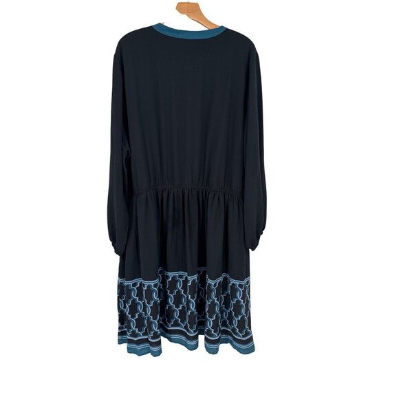 Lane Bryant Plus Size 24w Black Blue Long Sleeve Dress NEW $89 - Picture 5 of 6